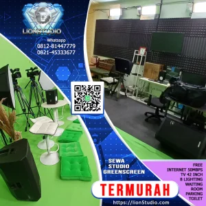 Sewa Studio Greenscreen Murah | Kedap Suara | Lighting + TV + Internet 50 Mbps | 6 Jam